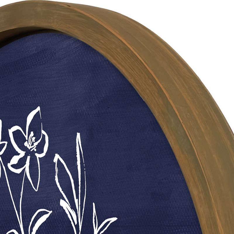 Creative Products Blue Floral Still Life II 20 x 20 Round Brown Framed Print