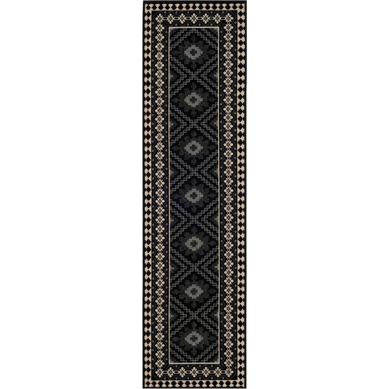 Veranda VER099 Power Loomed Indoor/Outdoor Runner Rug - Black/Creme - 2'3"x12' - Safavieh.