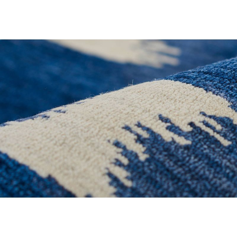 Momeni 8'x10' Leiden Ikat Handtufted Area Rug Navy Blue: Wool, Medium Pile, Classic Pattern, Indoor Use, Rectangle Shape