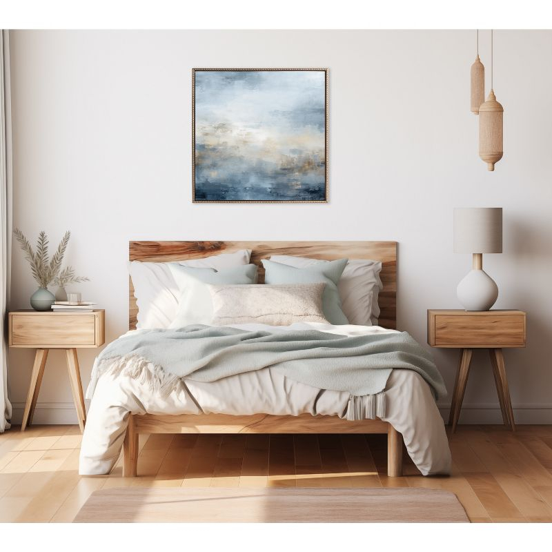 Kate & Laurel All Things Decor 30"x30" Sylvie Tonal Blue Abstract Framed Canvas by The Creative Bunch Studio