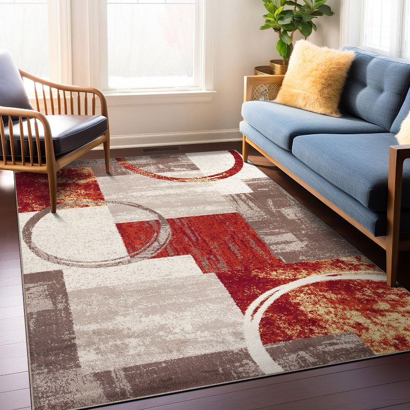 World Rug Gallery Abstract Circle Multi 3'3"x5' Area Rug