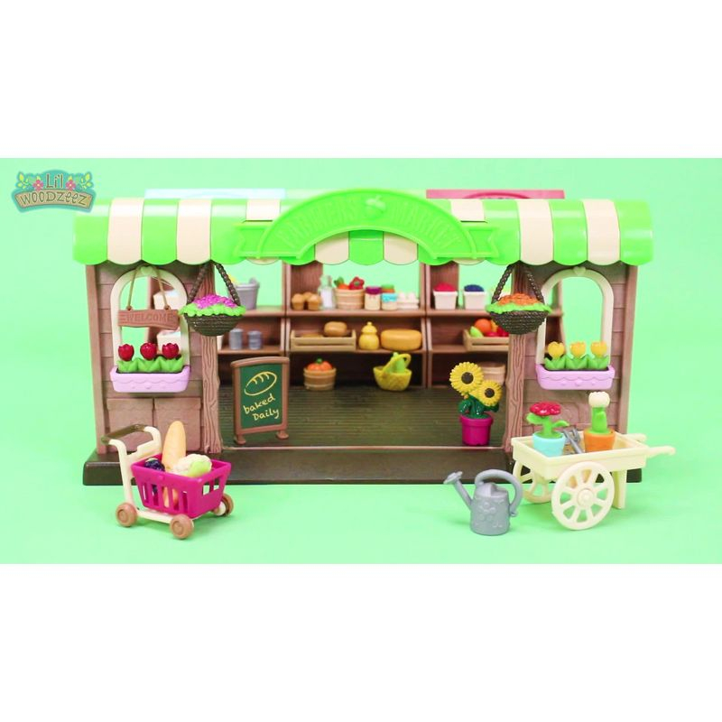 Li'l Woodzeez Store Playset with Toy Food 68pc - Hoppin' Farmers Market