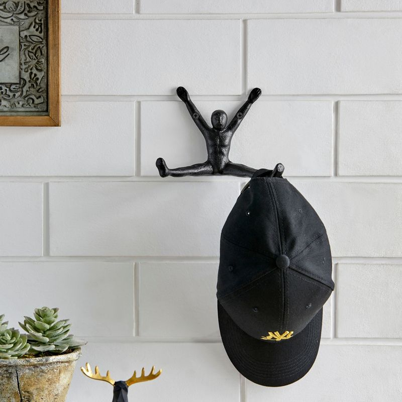 Danya B Athlete Sculpture Cast Iron Wall Mount Double Hook (Set of 2) - Black