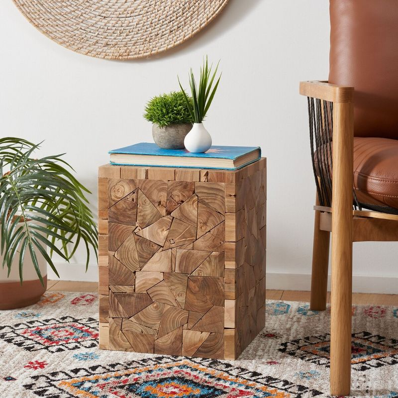 Forbes Square Stool - Medium Oak - Safavieh