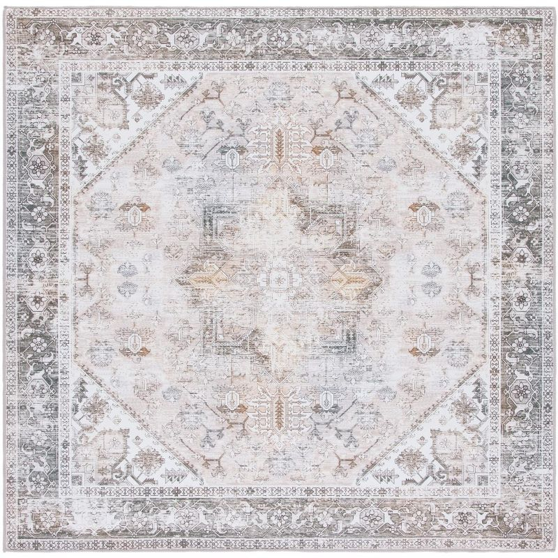 Tucson Vintage Persian TSN102 Power Loomed Machine Washable Skid-Resistant Indoor Area Rug - Beige/Grey - 8'x8' - Safavieh