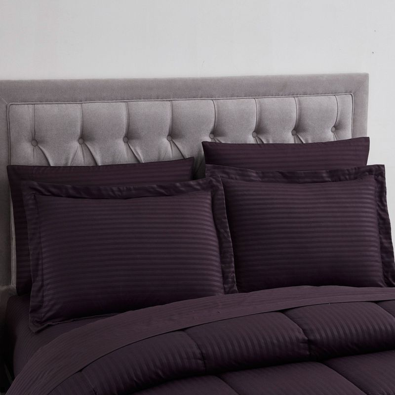 Sweet Home Collection Dobby Stripe Embossed Bed In a Bag Comforter Set