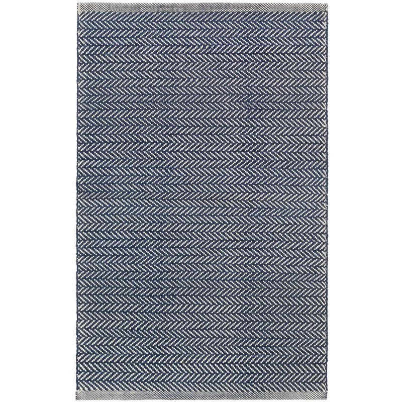 Annie Selke - Dash & Albert Herringbone Navy/Ivory Handwoven Indoor/Outdoor Rug, 5x8, Navy/Ivory