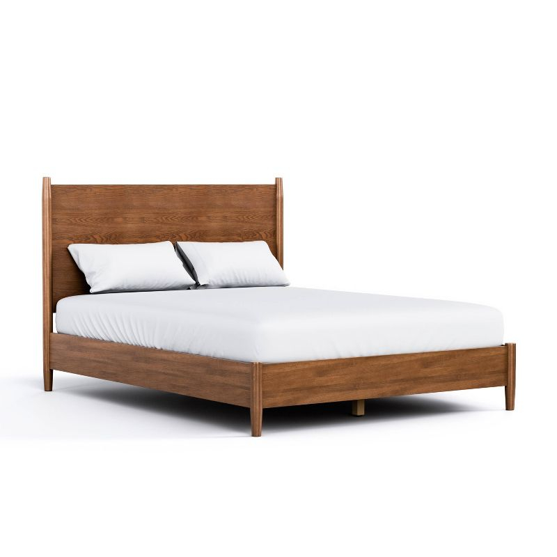 HOMES: Inside + Out Full Riverstone Mid-Century Modern Platform Bed with Headboard Walnut Wood