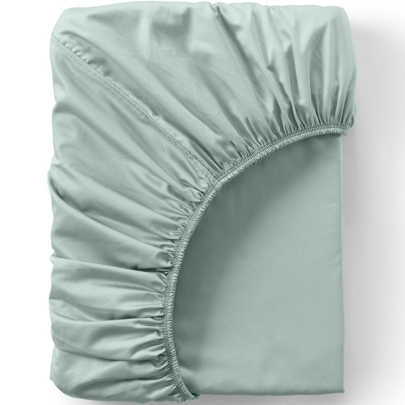 Lands' End 400 Thread Count Premium Supima Cotton No Iron Sateen Fitted Bed Sheet - King - Desert Sage