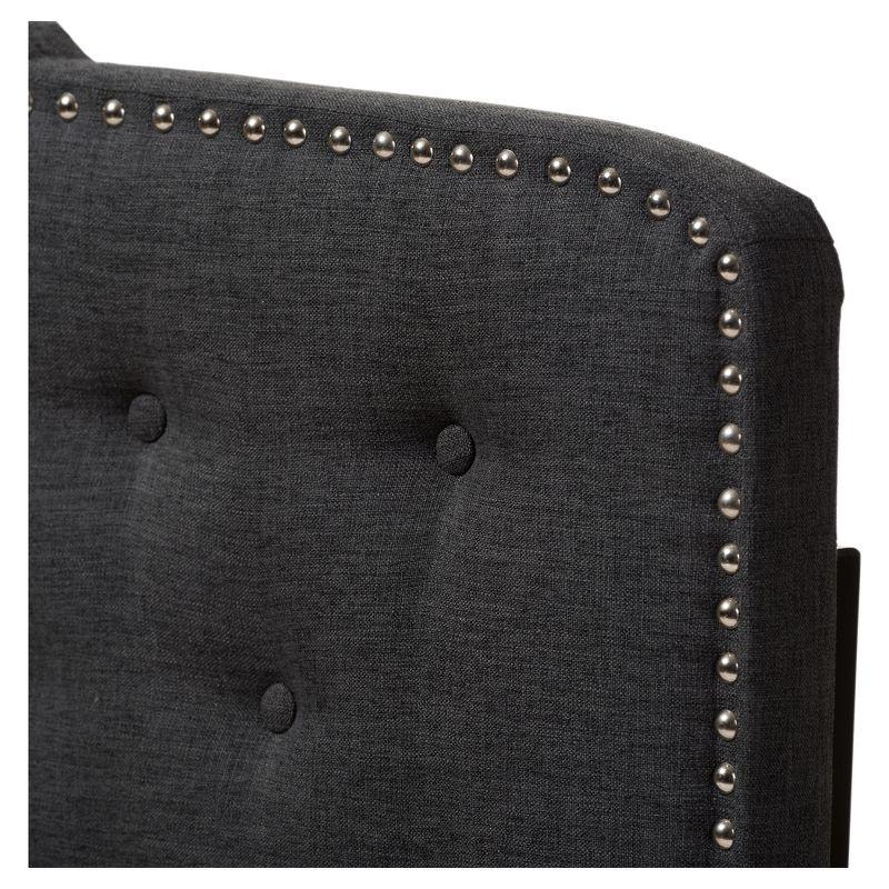 King Lucy Modern and Contemporary Fabric Headboard Dark Gray - Baxton Studio: Upholstered, Button-Tufted, Nailhead Trim