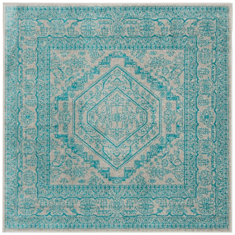 Adirondack ADR108 Power Loomed Area Rug - Light Grey/Teal - 6'x6' - Safavieh.
