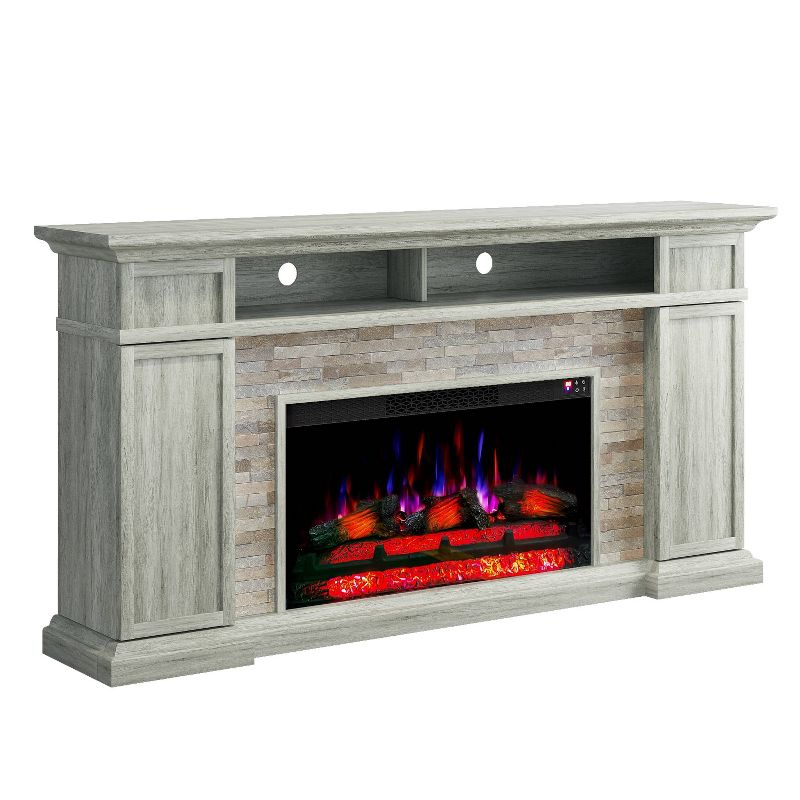 Festivo 70" Farmhouse Freestanding Electric Fireplace Light Gray