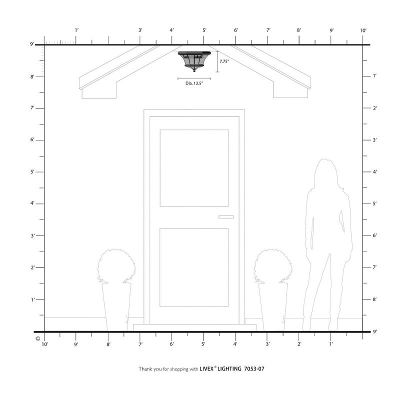Livex Lighting Monterey/Georgetown 3 - Light Flush Mount in  Bronze