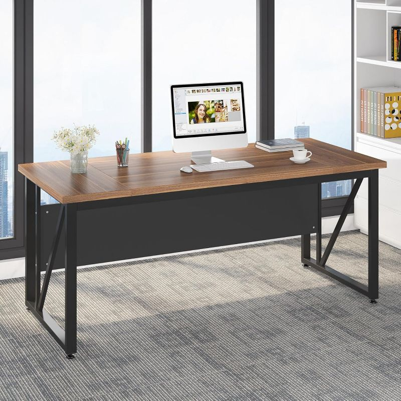 Tribesigns 55 inches Simple Computer Desk, Home Office Desk Writing Table for Workstation, Brown and Black