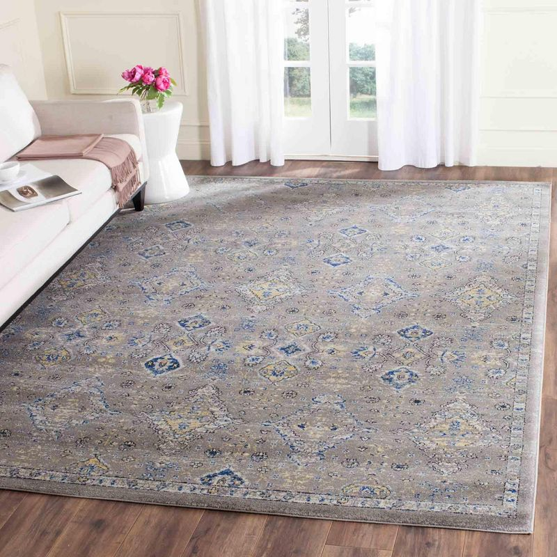 Evoke EVK224 Power Loomed Area Rug - Dark Grey/Yellow - 8'9"x11'9" - Safavieh.