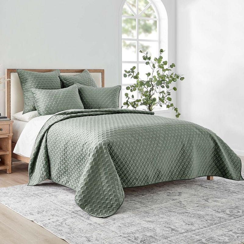 Merano Velvet Full/Queen Quilt Green - Levtex Home