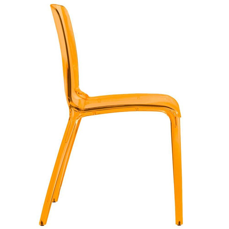 LeisureMod Murray Waterfall Edge Design Acrylic Dining Chair in Transparent Orange