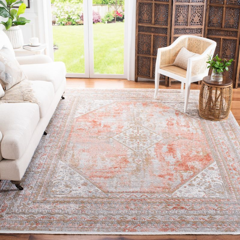 Shivan SHV725 Power Loomed Indoor Area Rug - Rose/Grey - 5'3"x7'6" - Safavieh