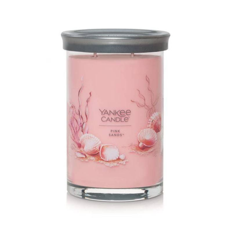 Signature Large Pink Sands Tumbler Candle 20oz - Yankee Candle: Soy Wax Blend, Glass Jar, Dual Wick, 60hr Burn Time