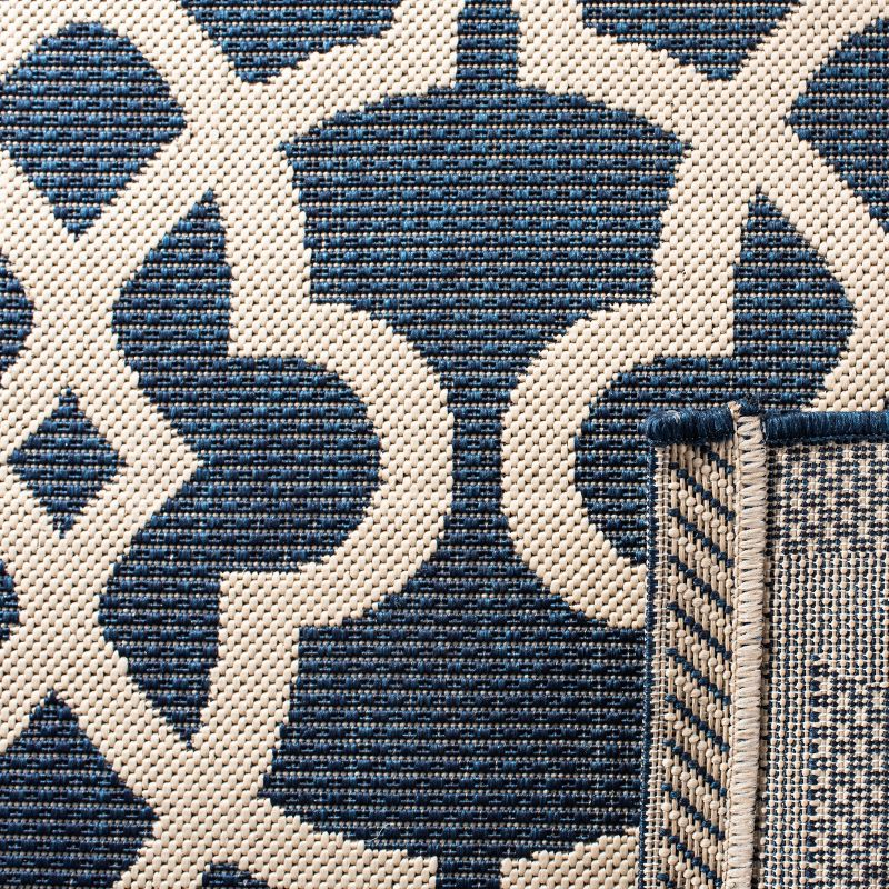 Courtyard CY6071 Power Loomed Indoor and Outdoor Area Rug - Navy/Beige - 5'3"x7'7" - Safavieh