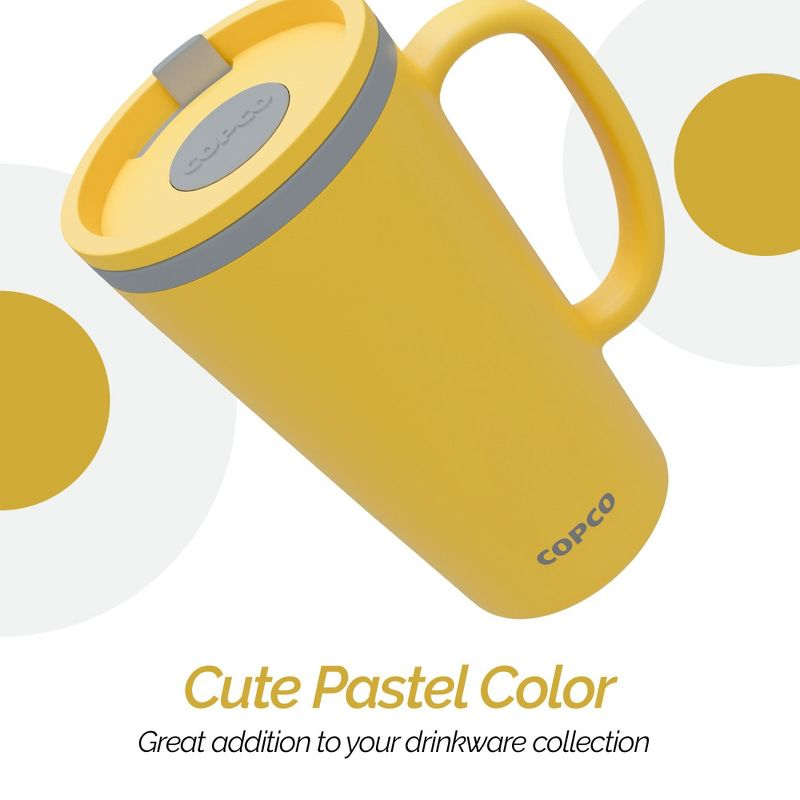 Copco Cone 16oz Insulated Travel Mug with Handle, Double Wall, Slide-Closure Lid, BPA-Free, Microwave & Dishwasher Safe, (Mustard)