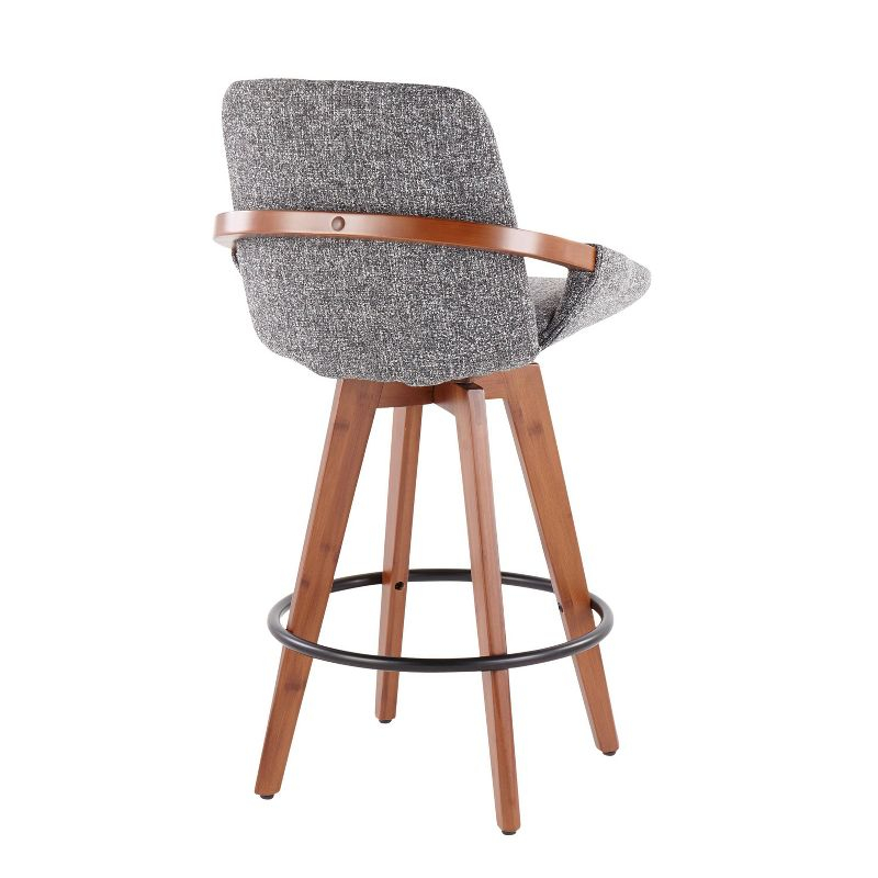 Cosmo Mid-Century Modern Counter Height Barstool Walnut/Gray: Swivel, Padded, Wood Legs - LumiSource