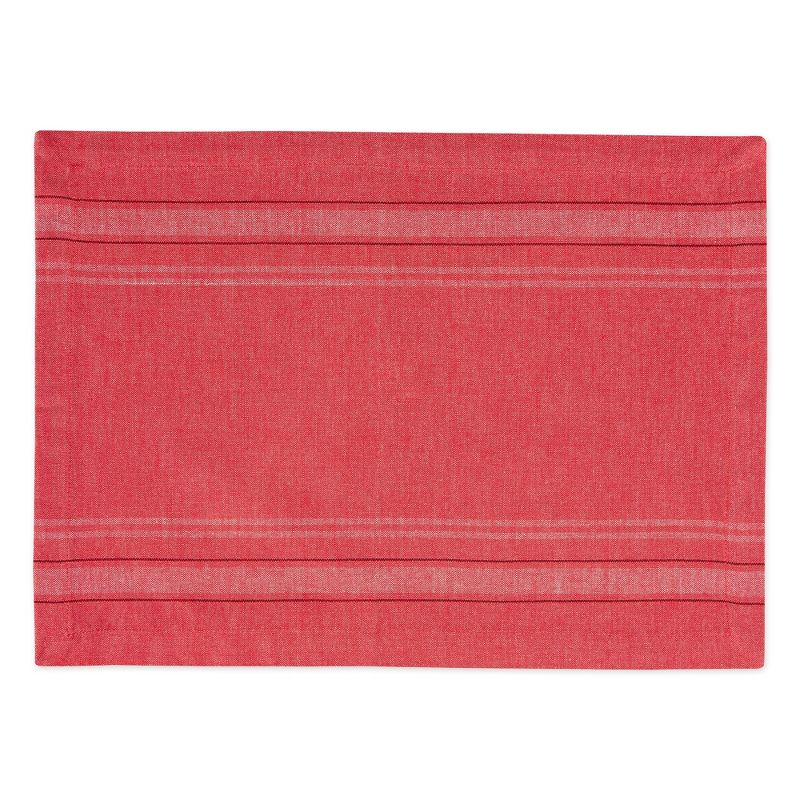 TANGO RED CHAMBRAY FRENCH STRIPE PLACEMAT SET/6