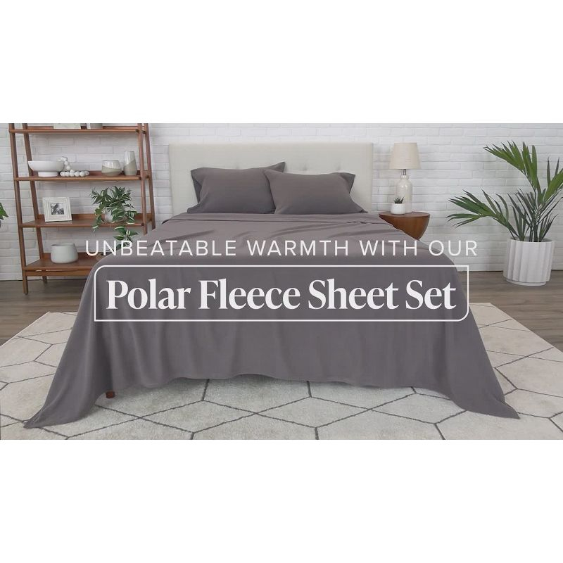 Twin XL Dark Blue Polar Fleece Sheet Set by Bare Home