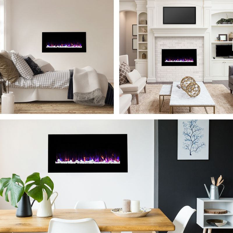Northwest 42" Electric Fireplace Wall Mounted Led Fire And Ice Flame with Remote: Indoor 42 Inch Heater, Tempered Glass