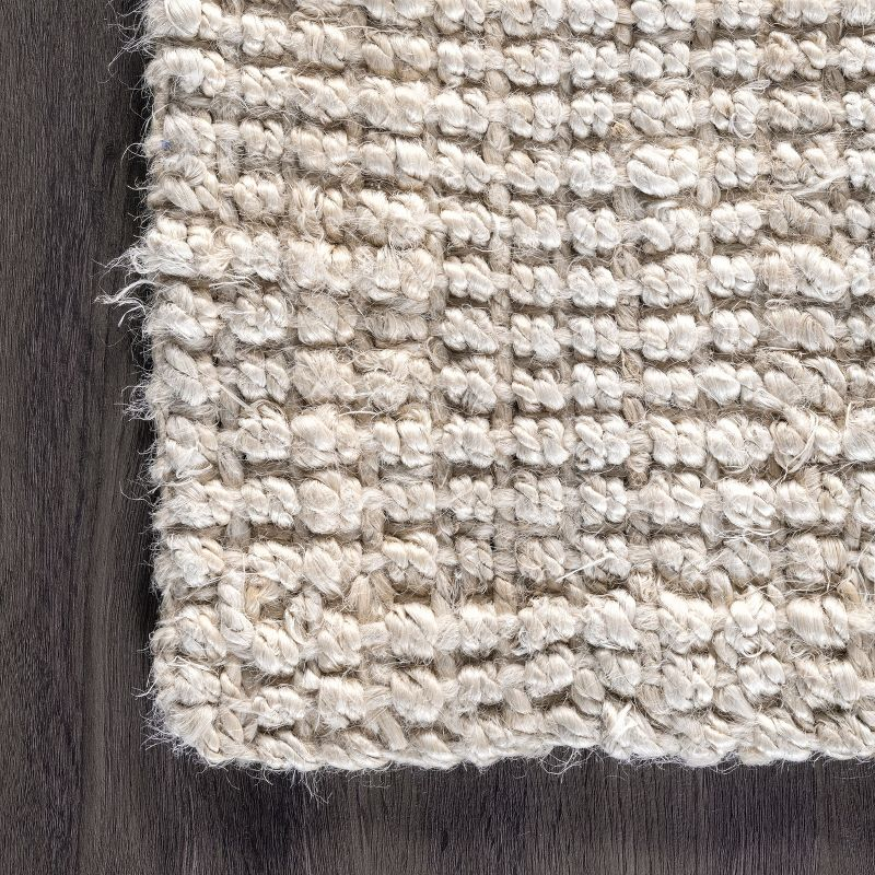 nuLOOM Ashli Solid Farmhouse Jute Area Rug, 3' x 5', Off White