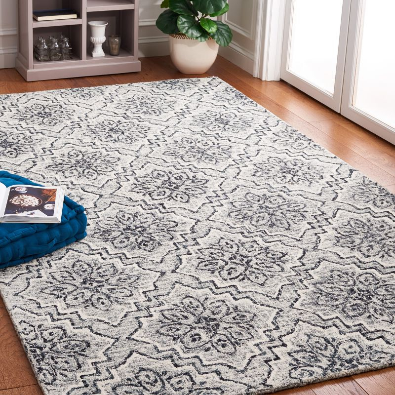 Abstract ABT201 Handmade Indoor Area Rug - Dark Blue/Grey - 6'x6' - Safavieh