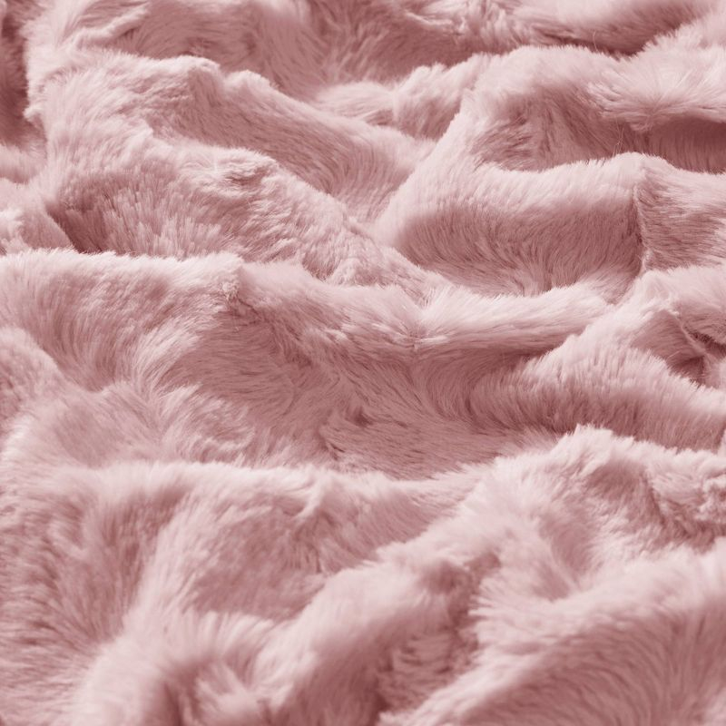 60"x70" Oversized Marselle Faux Fur Throw Blanket Blush - Madison Park