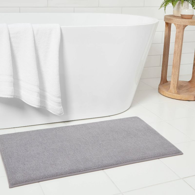 20"x34" Fine Chenille Memory Foam Bath Rug Dark Gray - Threshold™: Luxurious Comfort, Machine Washable, Knitted Design