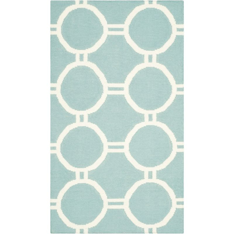 Dhurries DHU636 Hand Woven Area Rug - Light Blue/Ivory - 3'x5' - Safavieh.