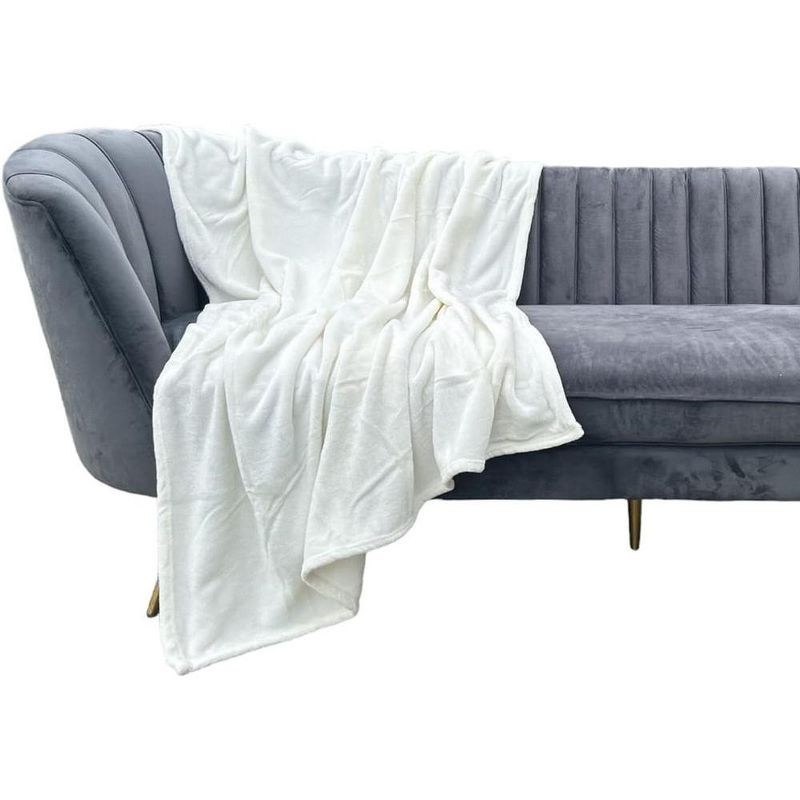 Continental Bedding Fleece Throw Blanket 30x40 Inches Ivory
