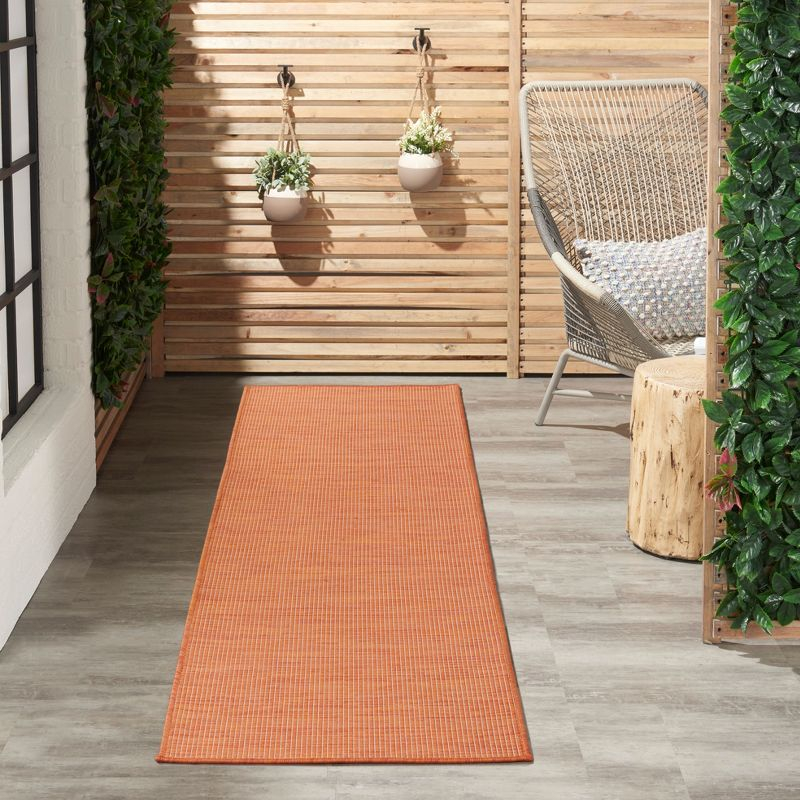 Nourison Positano Solid Indoor Outdoor Rug Terracotta 2' x 6'