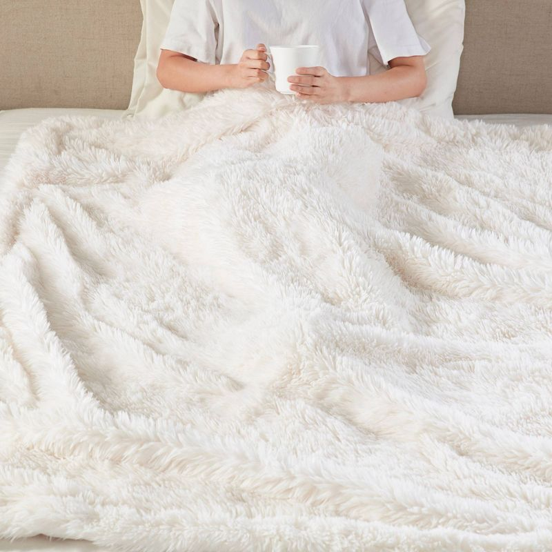 50"x60" Amaya Faux Fur Throw Blanket Ivory - Madison Park