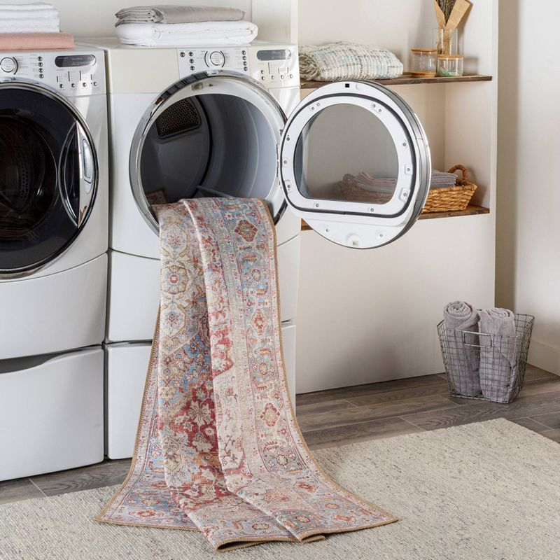 Livabliss 2'7"x7'3" Alanya Traditional Machine Washable Rug Cream: Stain-Resistant Flat Pile Runner