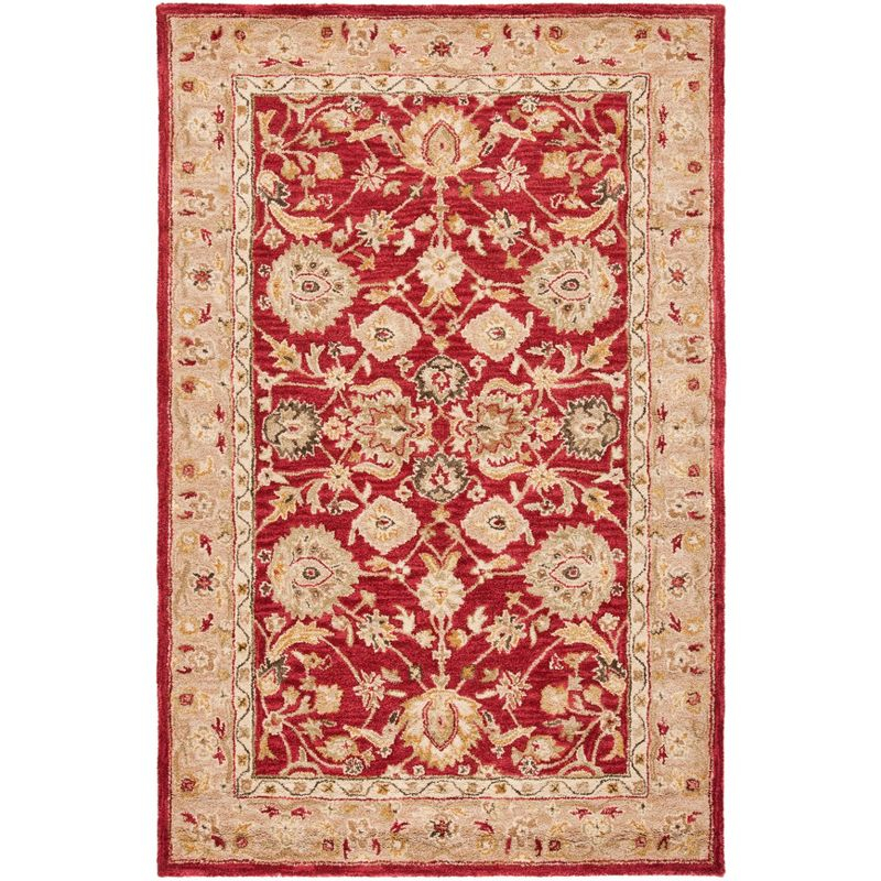 Anatolia AN522 Hand Tufted Indoor Area Rug - Red/Ivory - 5'x8' - Safavieh
