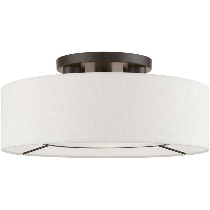 Livex Lighting Ellsworth 3 - Light Semi-Flush Mount in  Brushed Nickel/Shiny White