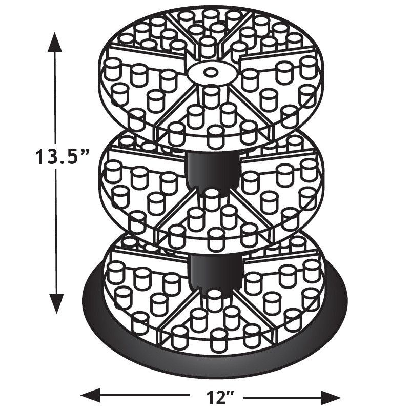 Azar Displays Three Tier Revolving Display 13.5"H x 11"Dia. - round slot 1"dia