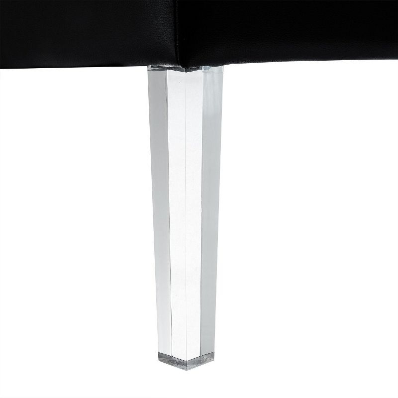 Inspired Home Coco PU Leather Oversized Button Tufted with Silver Nailhead Trim Clear Acrylic Leg Cocktail Ottoman, Espresso