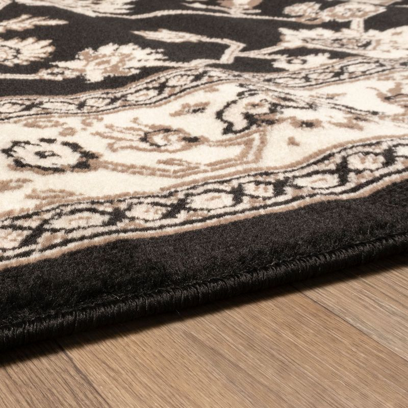 Traditional Floral Indoor Hallway Entryway Runner Rug, 8' x 10', Black - Blue Nile Mills
