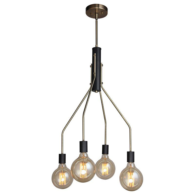 Woodbridge Lighting Bentley 4-Light G125 Metal Chandelier in Brass/Black