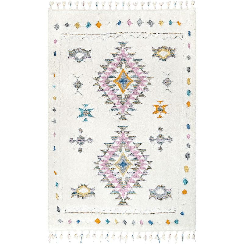 Nuloom Jocelyn Diamond 10x14 Shag Indoor Area Rug for Living Room Bedroom Dining Room Nursery, Off White/Ivory