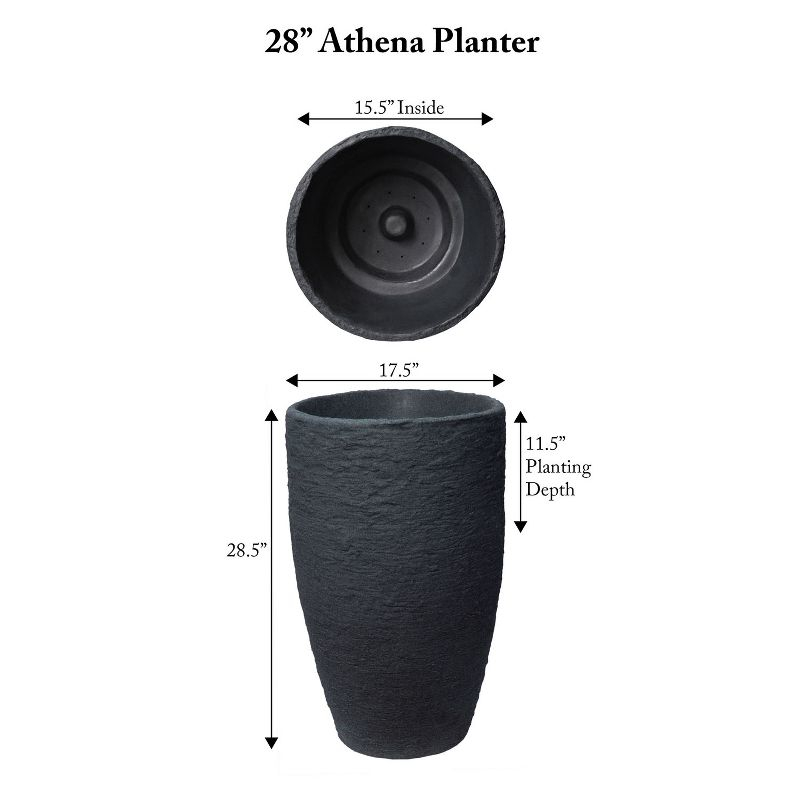 Algreen Products 87313 Athena 28.5" Self Watering Level Indicator Indoor Outdoor Plastic Planter with Overflow Drain, Brown
