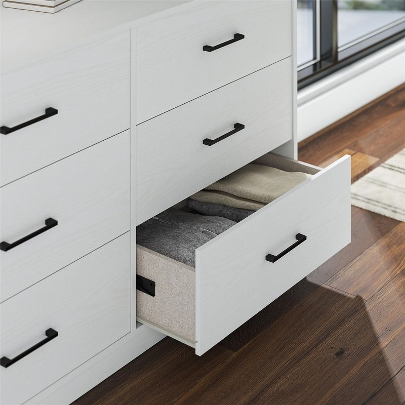 Ameriwood Home BrEZ Build Collection Pearce Wide 6 Drawer Dresser, White