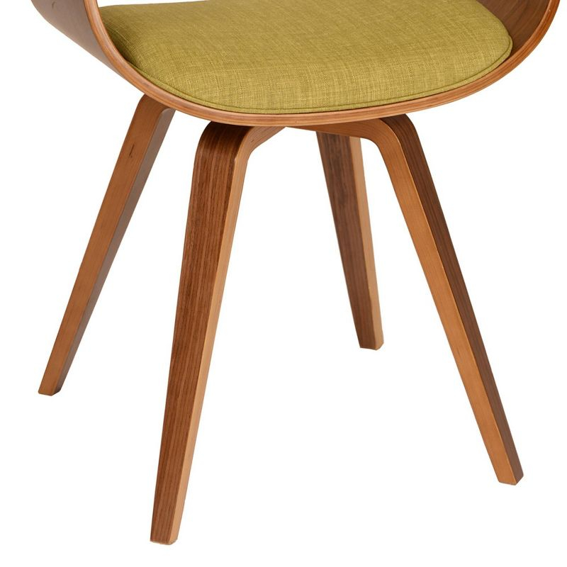 Summer Modern Chair - Green Fabric And Walnut Wood - Armen Living: Polyester Upholstery, Mid-Century Design, Foam Filled