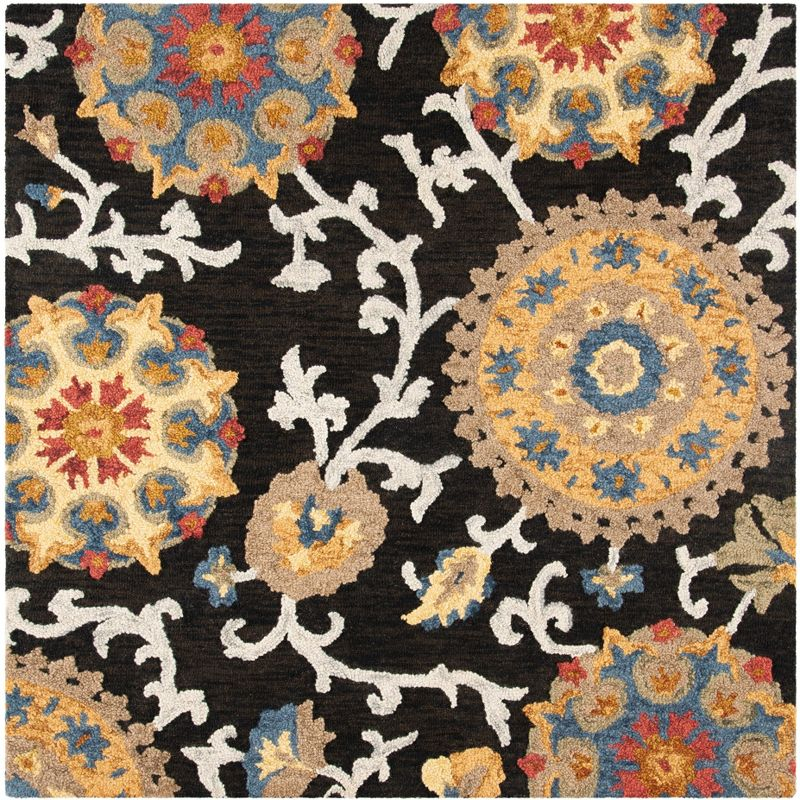 Blossom BLM401 Hand Tufted Area Rug - Charcoal/Multi - 6'x6' - Safavieh.