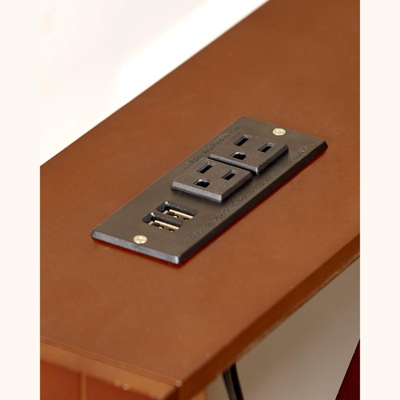 The Lakeside Collection Skinny Sofa Table with Outlet - Walnut